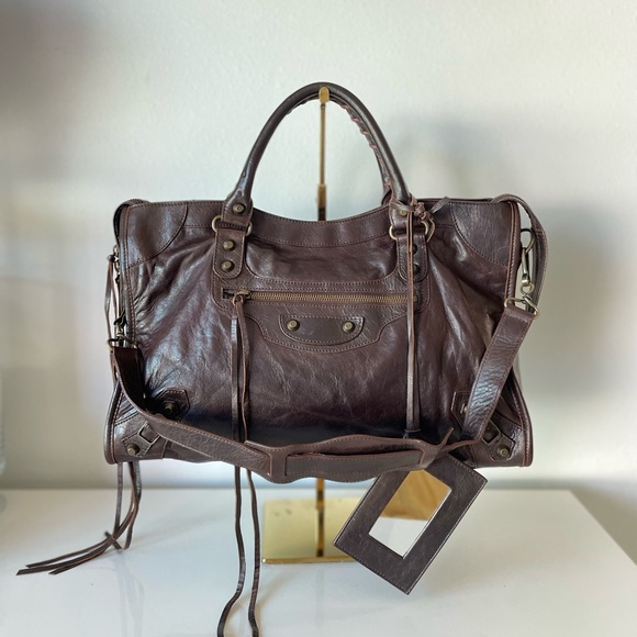 Balenciaga Handbags - Balenciaga City Moto Bag, leather solid Brown, Handbag. PRICE IS FIRM
